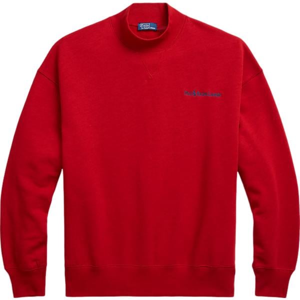 felpa da donna oversize in rosso classico collo alto in pile Polo Ralph Lauren