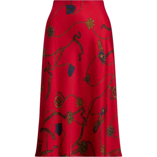 gonne longuette Lauren rosso con stampe