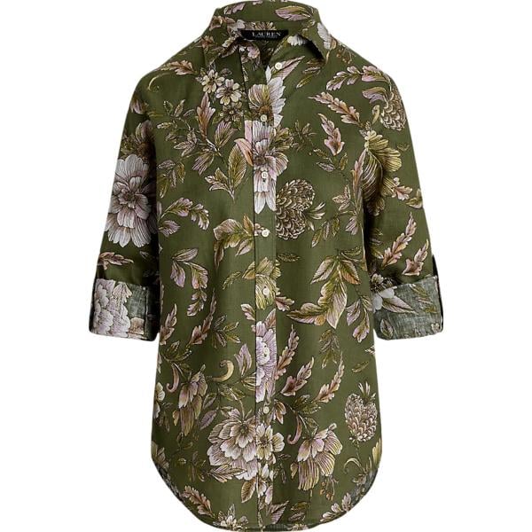 camicie Lauren verde a fiori
