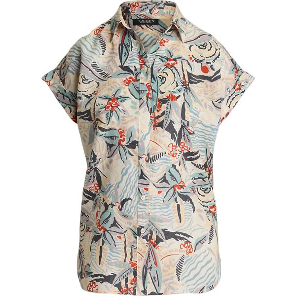 camicie a manica corta Lauren bianco con stampe
