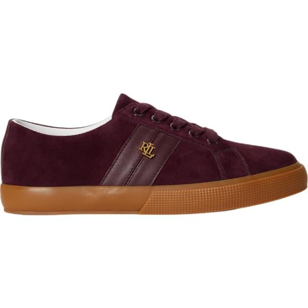 Sneakers da donna in marrone scuro effetto scamosciato in pelle Lauren