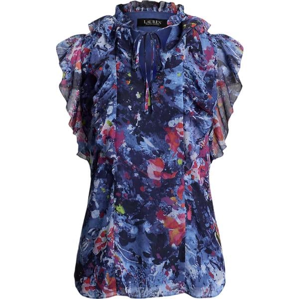 top Lauren Petite blu con stampe