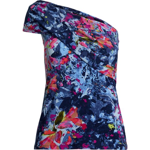 top Lauren blu con stampe
