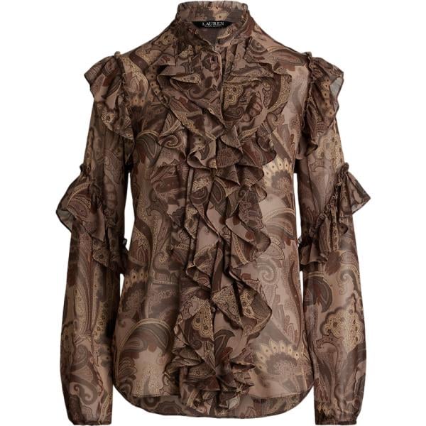 camicie Lauren marrone con stampe