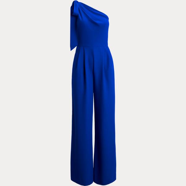 Tuta da donna con drappeggio in blu medio con fiocco Lauren