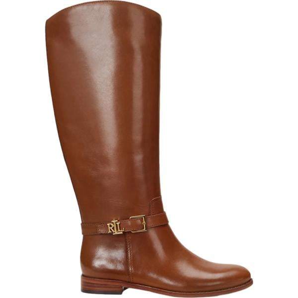 Stivali da donna in marrone scuro con tacco con cinturino in metallo Lauren