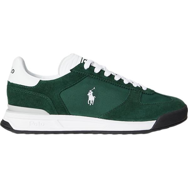 sneakers da uomo in nero pece effetto scamosciato a punta in pelle Polo Sport