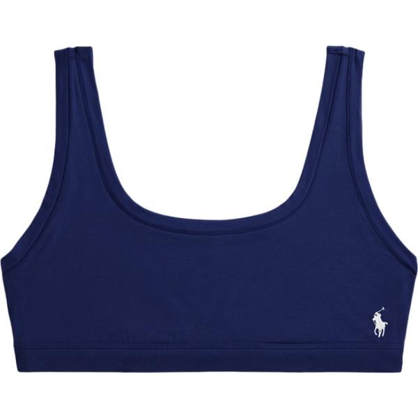 Top sportivo da donna in blu medio girocollo in cotone Polo Ralph Lauren Polo Ralph Lauren