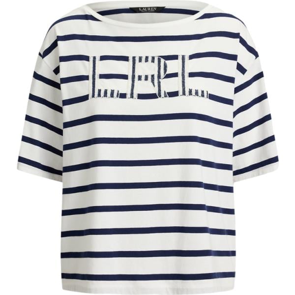 t-shirt Lauren bianco a righe