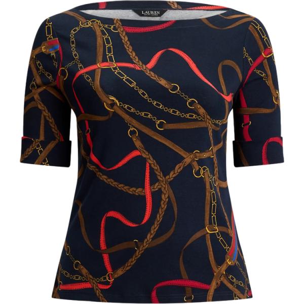 t-shirt Lauren Curve blu con stampe