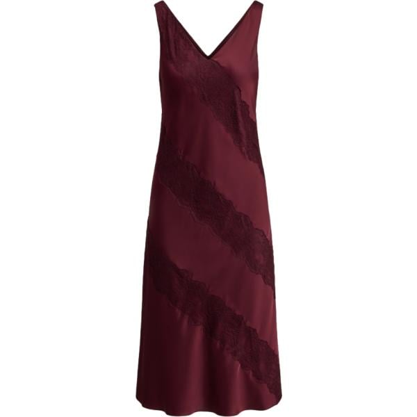 Vestito senza maniche da donna in bordeaux con pizzo senza maniche Lauren