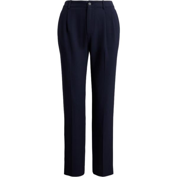 Pantaloni da donna in blu scuro lungo in lana Lauren