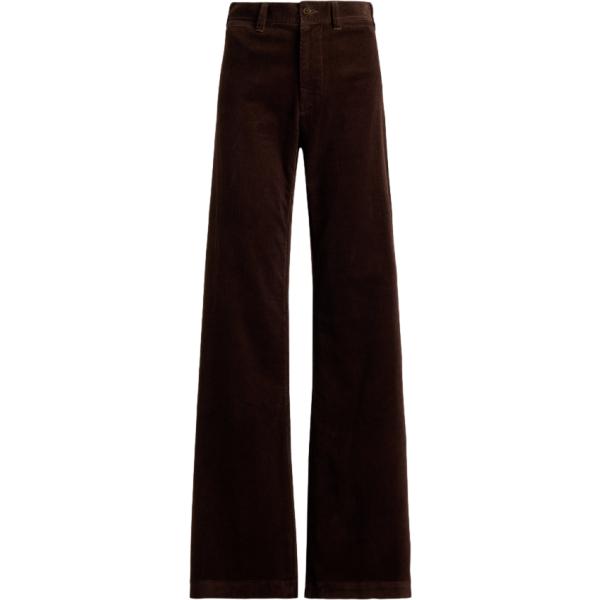 Pantaloni da donna forma svasata in marrone scuro a vita alta Polo Ralph Lauren