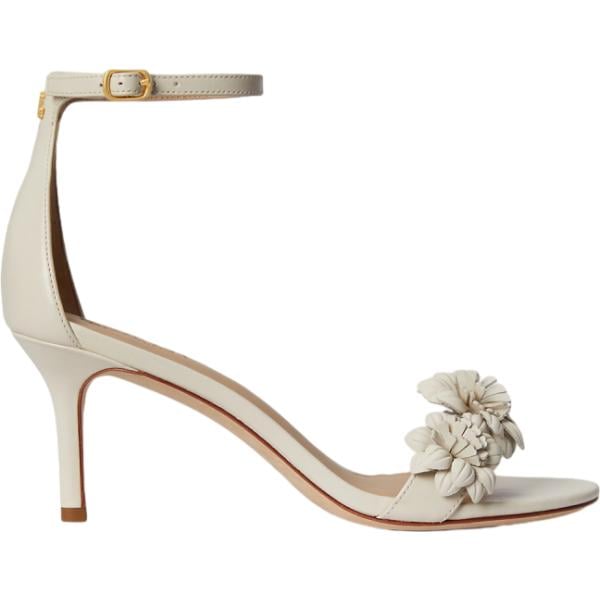 sandali in pelle Lauren bianco a fiori