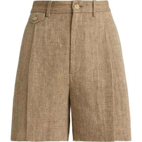 Minigonna da donna in marrone chiaro corto in lino Lauren