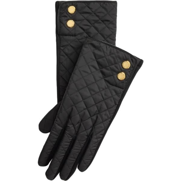 Guanti da donna in nero pece scozzese in poliestere Lauren