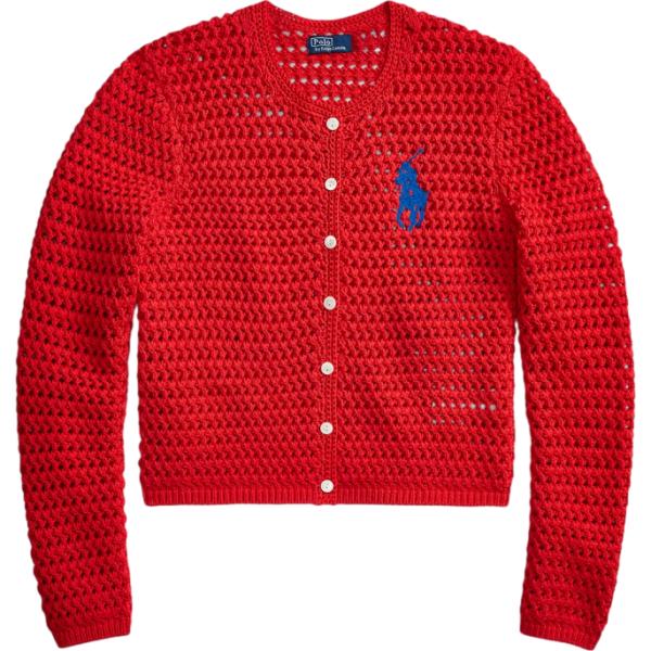Cardigan da donna in rosso classico in cotone Polo Ralph Lauren