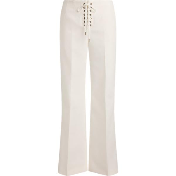 Pantaloni da donna in bianco avorio a vita alta in cotone Polo Ralph Lauren