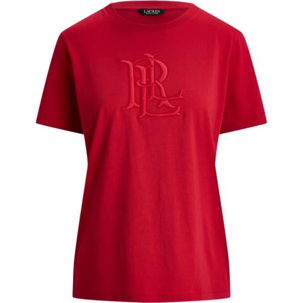 T-shirt da donna in rosso classico in cotone Lauren
