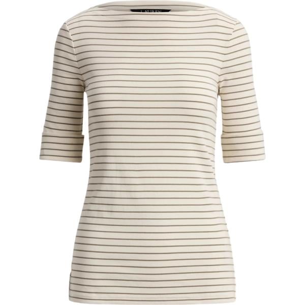 t-shirt Lauren Petite bianco a righe