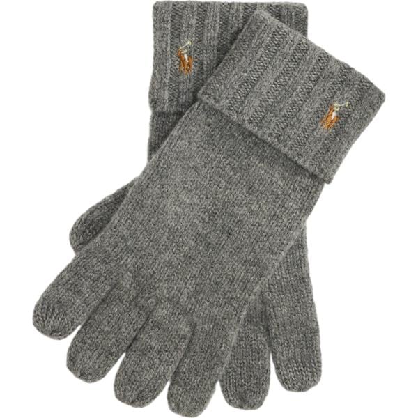 Guanti da uomo in grigio scuro in lana Polo Ralph Lauren
