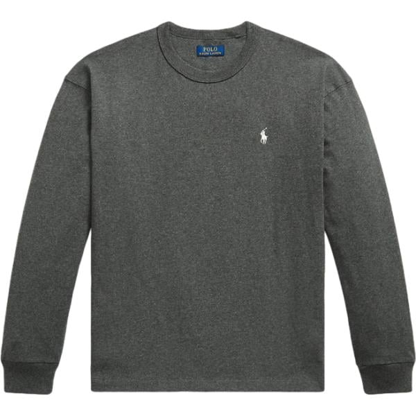 T-shirt da uomo in grigio scuro a maniche lunghe in cotone Polo Ralph Lauren