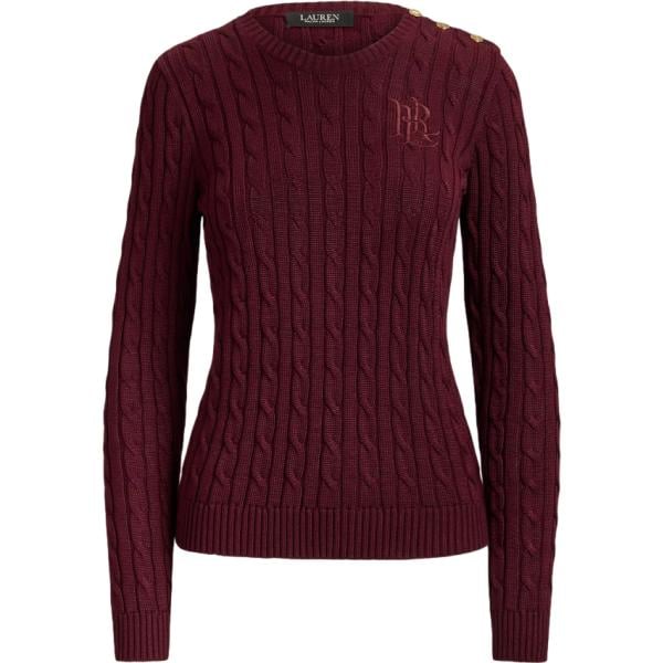 Maglione da donna in rosso classico con bottoni in cotone Lauren