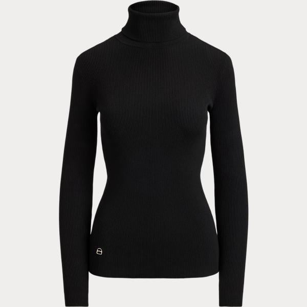 Maglione da donna in nero pece collo a dolcevita Lauren