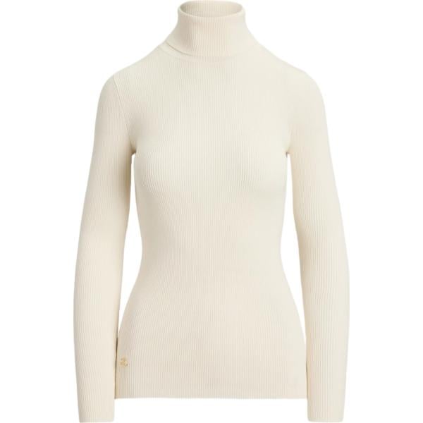 Pullover da donna in bianco avorio collo a dolcevita Lauren