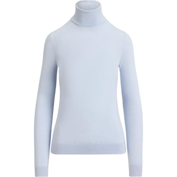 Pullover da donna in blu medio collo a dolcevita in seta Lauren