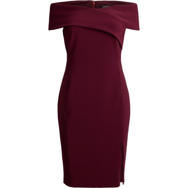 Vestito longuette/midi da donna in rosso classico con scollo Lauren
