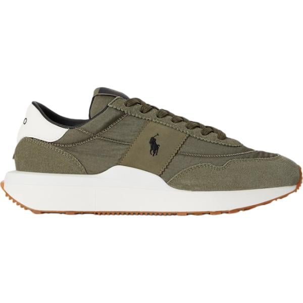 Sneakers da uomo in verde oliva effetto scamosciato in pelle Polo Ralph Lauren