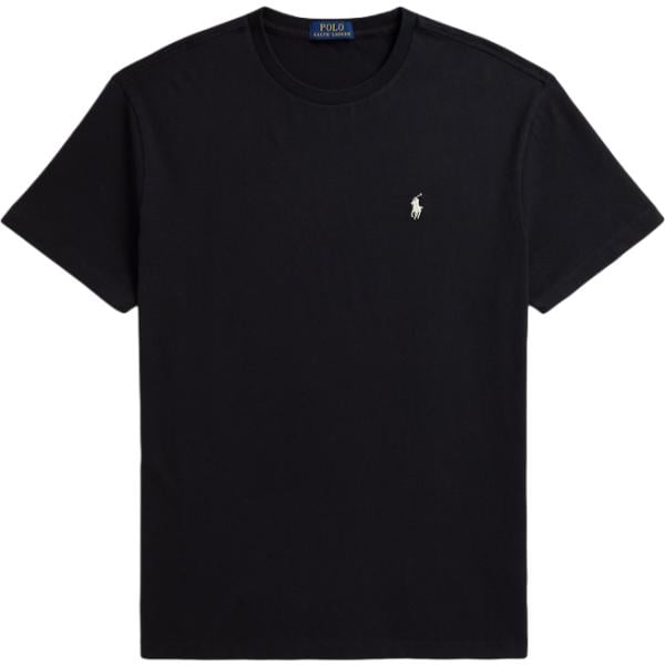 T-shirt da uomo in nero pece effetto delavè in cotone Polo Ralph Lauren