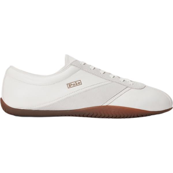 Sneakers da uomo in bianco avorio effetto scamosciato in pelle Polo Ralph Lauren