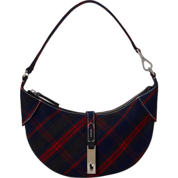 Borsa a spalla da donna mini in nero pece scozzese in metallo Polo Ralph Lauren