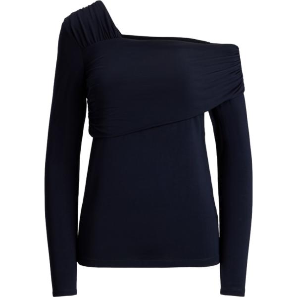 Top da donna forma asimmetrica in blu scuro con scollo Lauren