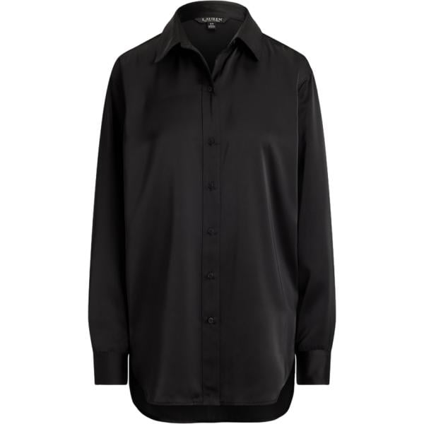 Camicia da donna con drappeggio in nero pece Lauren