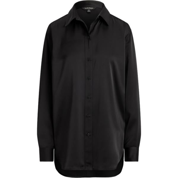 Camicia da donna mini in nero pece con bottoni Lauren Petite