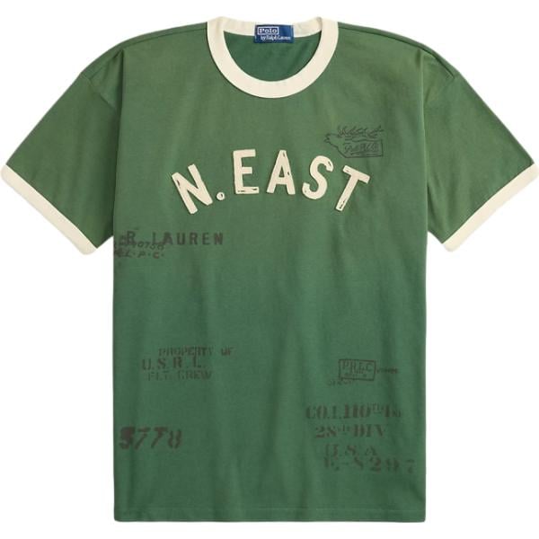 T-shirt da uomo in verde scuro con stampe in cotone Polo Ralph Lauren