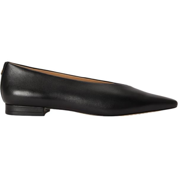 Ballerine da donna in nero pece a punta in pelle Lauren