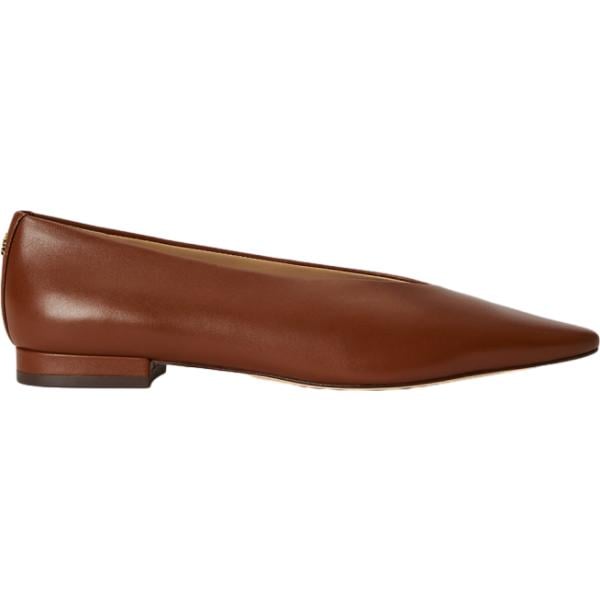 Ballerine da donna in marrone scuro a punta in pelle Lauren