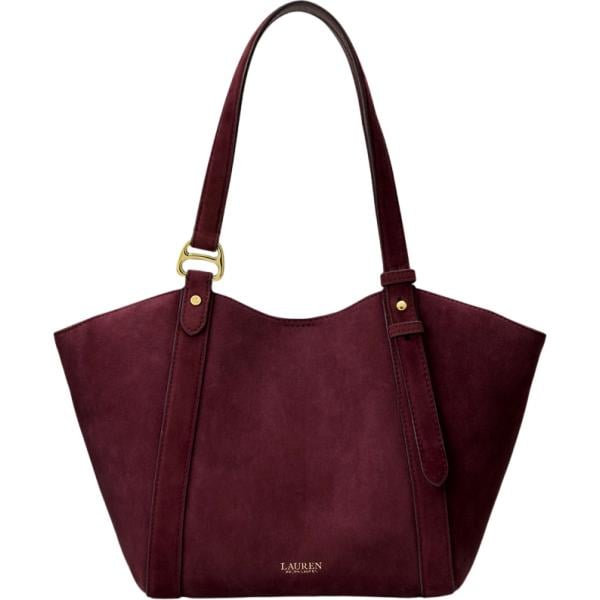 Borsa tote da donna in bordeaux effetto scamosciato in pelle Lauren
