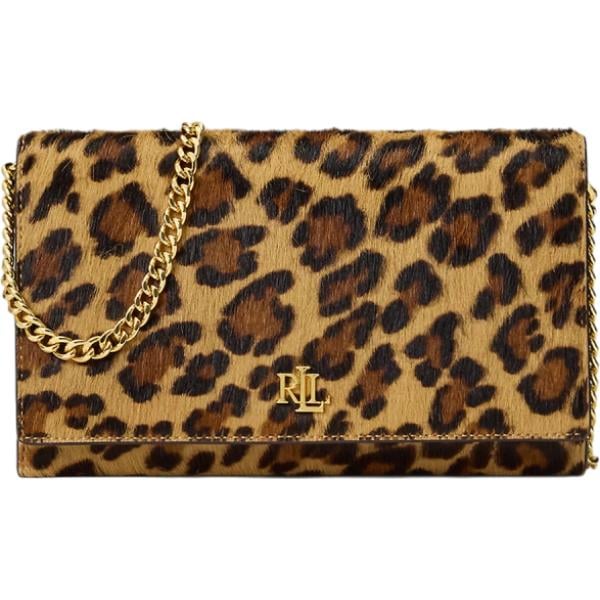 Borsa a tracolla da donna in marrone scuro con stampe Lauren