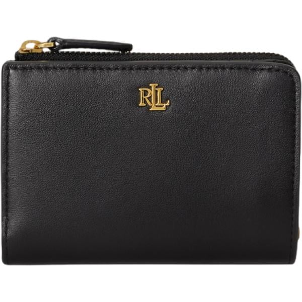 Portafoglio da donna in nero pece effetto scamosciato con zip in pelle Lauren