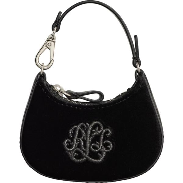 Portamonete da donna in nero pece con zip in velluto Lauren