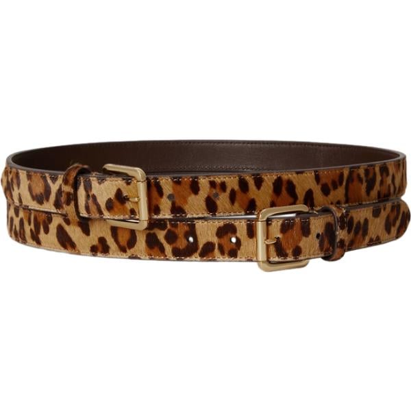 Cintura da donna in marrone scuro con stampe con fibbia in metallo Lauren