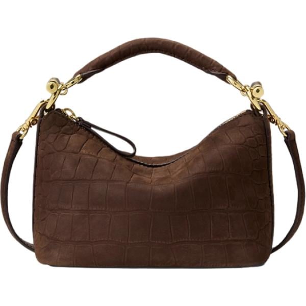 Borsa a spalla da donna mini in marrone scuro Lauren