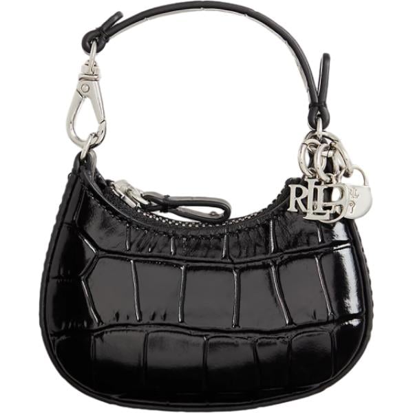 Portachiavi da donna in nero pece con zip in pelle Lauren Lauren
