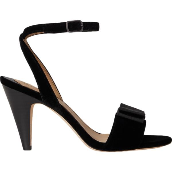 Sandali con tacco da donna in nero pece con fiocco con tacco in velluto Lauren