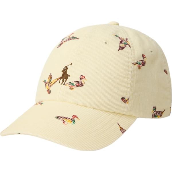 Cappello con visiera da donna in bianco avorio con stampe in pelle Polo Ralph Lauren